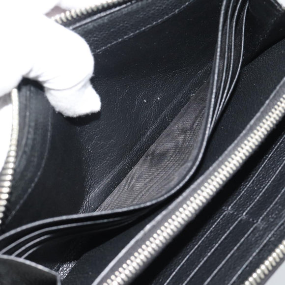 SAINT LAURENT Long Wallet Leather Black Silver Auth bs36739