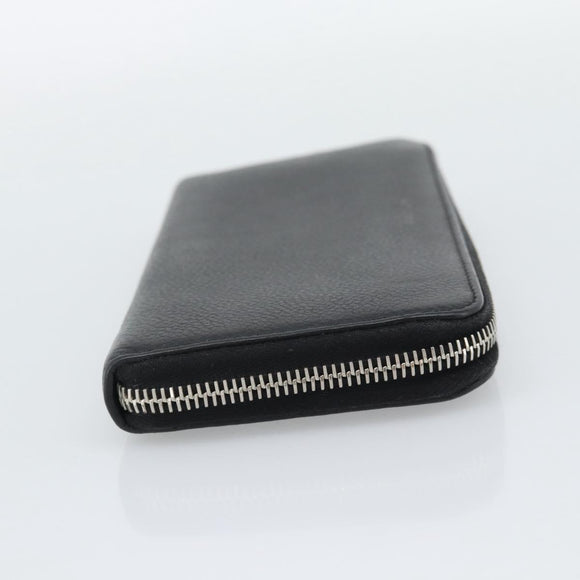SAINT LAURENT Long Wallet Leather Black Silver Auth bs36739