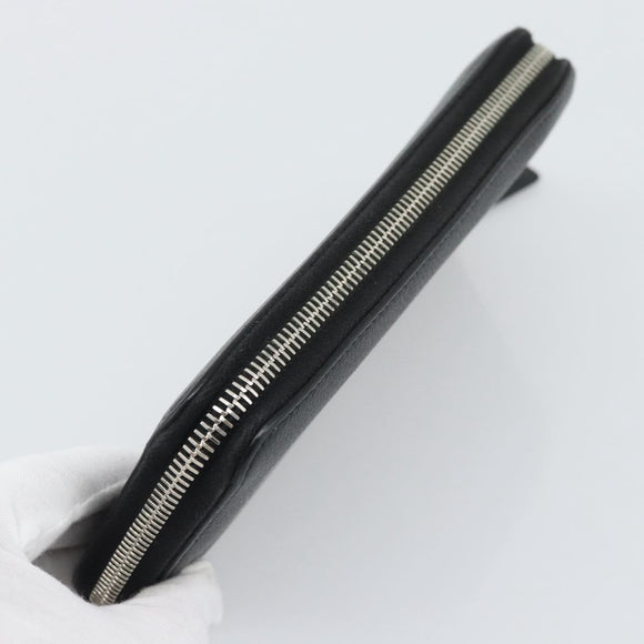 SAINT LAURENT Long Wallet Leather Black Silver Auth bs36739