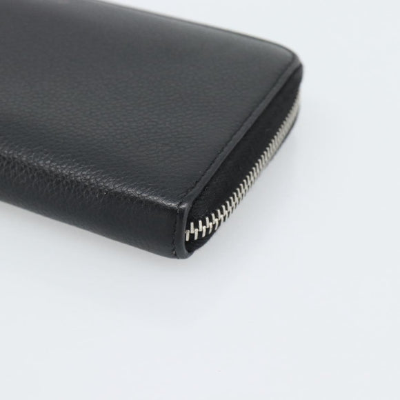 SAINT LAURENT Long Wallet Leather Black Silver Auth bs36739