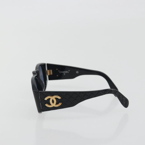 CHANEL Sunglasses Plastic Black Gold CC Auth bs36740