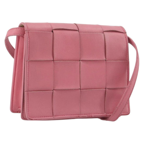 BOTTEGA VENETA MAXI INTRECCIATO Cassette Shoulder Bag Pink Gold Auth bs36741