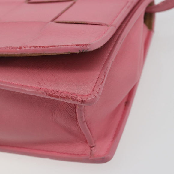 BOTTEGA VENETA MAXI INTRECCIATO Cassette Shoulder Bag Pink Gold Auth bs36741