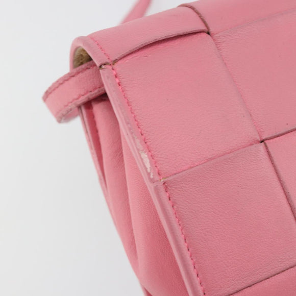 BOTTEGA VENETA MAXI INTRECCIATO Cassette Shoulder Bag Pink Gold Auth bs36741