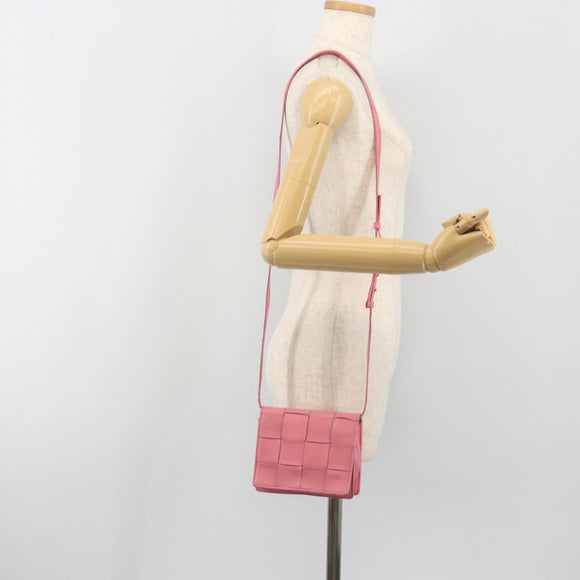 BOTTEGA VENETA MAXI INTRECCIATO Cassette Shoulder Bag Pink Gold Auth bs36741