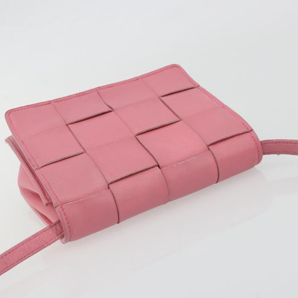 BOTTEGA VENETA MAXI INTRECCIATO Cassette Shoulder Bag Pink Gold Auth bs36741