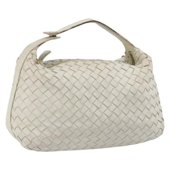BOTTEGA VENETA INTRECCIATO Hand Bag Leather White Gold Auth bs36742