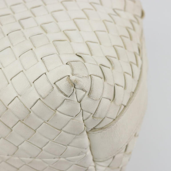 BOTTEGA VENETA INTRECCIATO Hand Bag Leather White Gold Auth bs36742