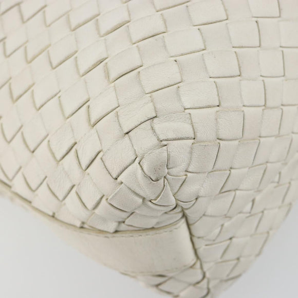 BOTTEGA VENETA INTRECCIATO Hand Bag Leather White Gold Auth bs36742