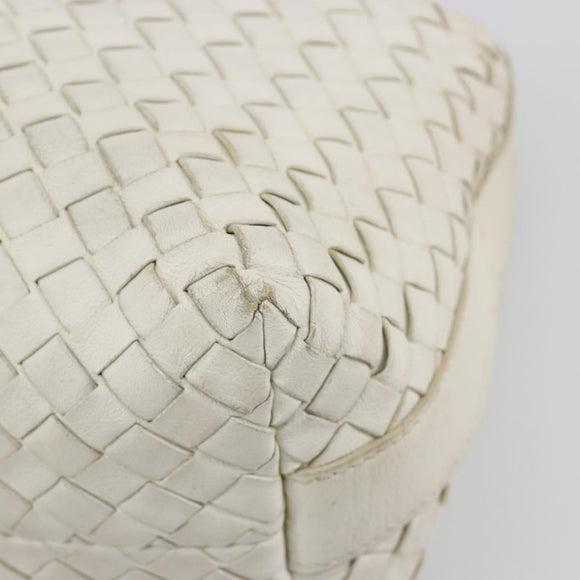 BOTTEGA VENETA INTRECCIATO Hand Bag Leather White Gold Auth bs36742