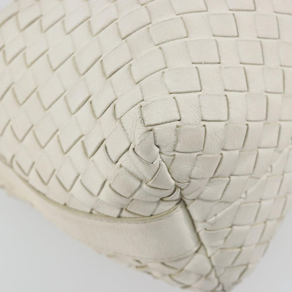 BOTTEGA VENETA INTRECCIATO Hand Bag Leather White Gold Auth bs36742