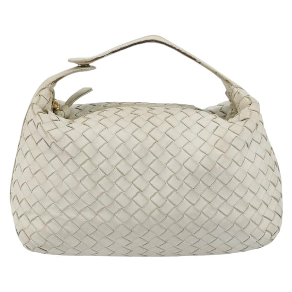 BOTTEGA VENETA INTRECCIATO Hand Bag Leather White Gold Auth bs36742