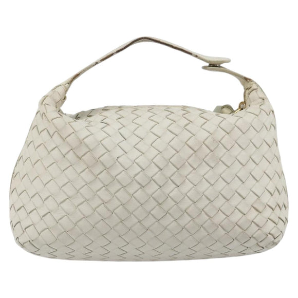 BOTTEGA VENETA INTRECCIATO Hand Bag Leather White Gold Auth bs36742