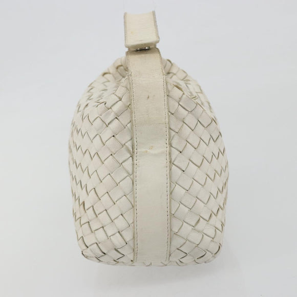 BOTTEGA VENETA INTRECCIATO Hand Bag Leather White Gold Auth bs36742