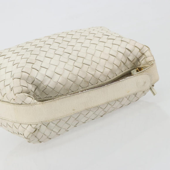 BOTTEGA VENETA INTRECCIATO Hand Bag Leather White Gold Auth bs36742