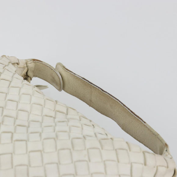 BOTTEGA VENETA INTRECCIATO Hand Bag Leather White Gold Auth bs36742