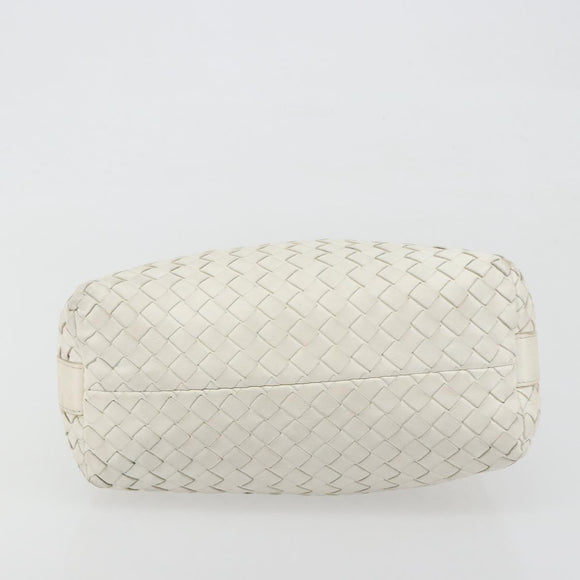 BOTTEGA VENETA INTRECCIATO Hand Bag Leather White Gold Auth bs36742