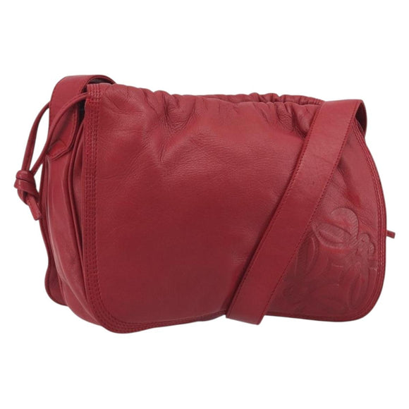 LOEWE Shoulder Bag Leather Red Gold Auth bs36743A