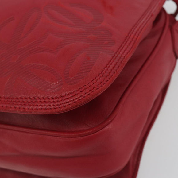 LOEWE Shoulder Bag Leather Red Gold Auth bs36743A
