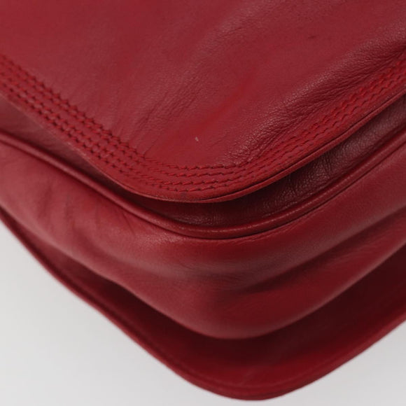 LOEWE Shoulder Bag Leather Red Gold Auth bs36743A