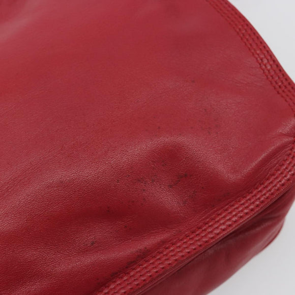LOEWE Shoulder Bag Leather Red Gold Auth bs36743A