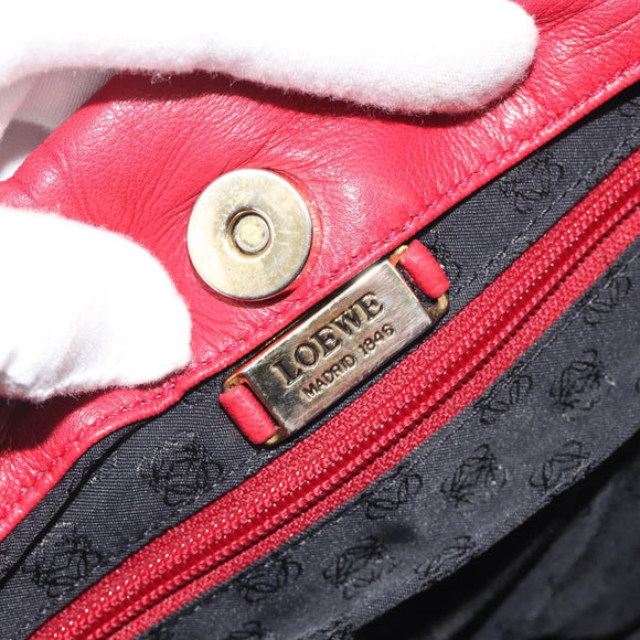 LOEWE Shoulder Bag Leather Red Gold Auth bs36743A