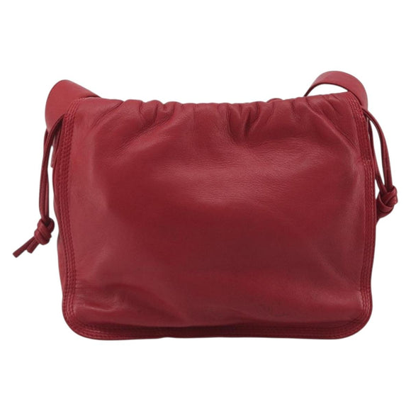 LOEWE Shoulder Bag Leather Red Gold Auth bs36743A