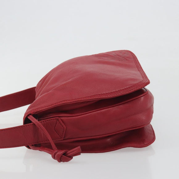 LOEWE Shoulder Bag Leather Red Gold Auth bs36743A