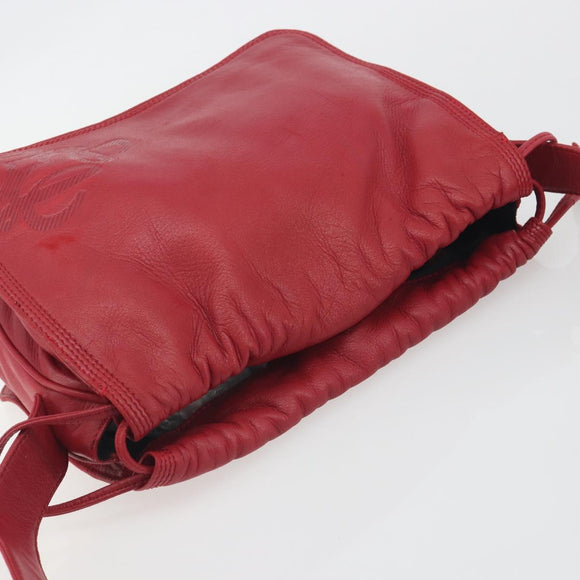 LOEWE Shoulder Bag Leather Red Gold Auth bs36743A
