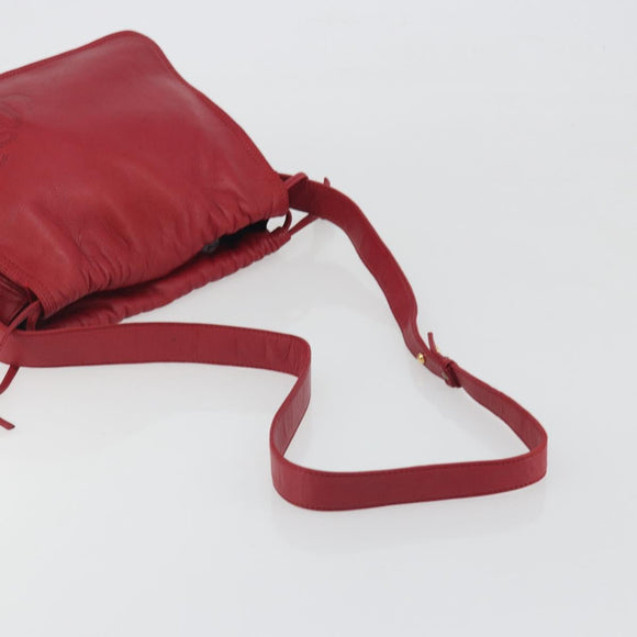 LOEWE Shoulder Bag Leather Red Gold Auth bs36743A