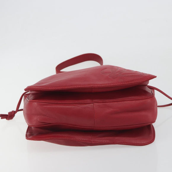 LOEWE Shoulder Bag Leather Red Gold Auth bs36743A