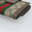 GUCCI Ophdia GG Web Sherry Line Wallet PVC Beige Gold 523173 Auth bs36745-15