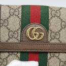 GUCCI Ophdia GG Web Sherry Line Wallet PVC Beige Gold 523173 Auth bs36745-17