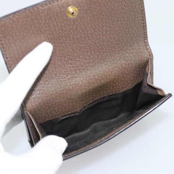 GUCCI Ophdia GG Web Sherry Line Wallet PVC Beige Gold 523173 Auth bs36745