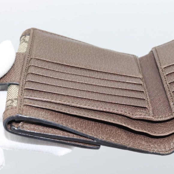 GUCCI Ophdia GG Web Sherry Line Wallet PVC Beige Gold 523173 Auth bs36745