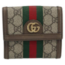 GUCCI Ophdia GG Web Sherry Line Wallet PVC Beige Gold 523173 Auth bs36745-13