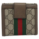 GUCCI Ophdia GG Web Sherry Line Wallet PVC Beige Gold 523173 Auth bs36745-2