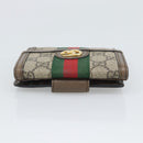 GUCCI Ophdia GG Web Sherry Line Wallet PVC Beige Gold 523173 Auth bs36745-5