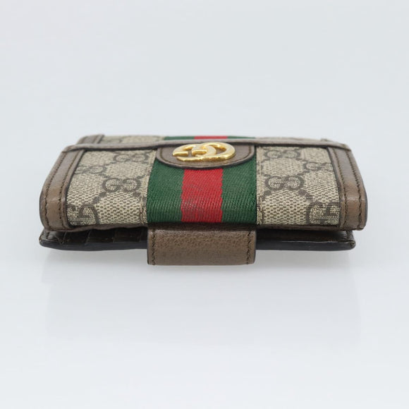GUCCI Ophdia GG Web Sherry Line Wallet PVC Beige Gold 523173 Auth bs36745