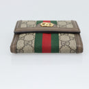 GUCCI Ophdia GG Web Sherry Line Wallet PVC Beige Gold 523173 Auth bs36745-6