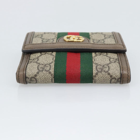 GUCCI Ophdia GG Web Sherry Line Wallet PVC Beige Gold 523173 Auth bs36745