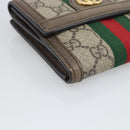 GUCCI Ophdia GG Web Sherry Line Wallet PVC Beige Gold 523173 Auth bs36745-14