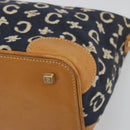 CELINE C Macadam Canvas Shoulder Bag Blue Gold Auth bs36746-10