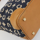 CELINE C Macadam Canvas Shoulder Bag Blue Gold Auth bs36746-11