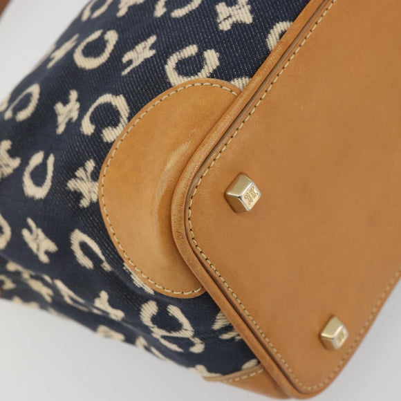 CELINE C Macadam Canvas Shoulder Bag Blue Gold Auth bs36746