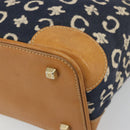CELINE C Macadam Canvas Shoulder Bag Blue Gold Auth bs36746-12
