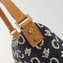 CELINE C Macadam Canvas Shoulder Bag Blue Gold Auth bs36746-14
