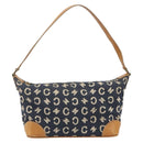 CELINE C Macadam Canvas Shoulder Bag Blue Gold Auth bs36746-2