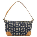 CELINE C Macadam Canvas Shoulder Bag Blue Gold Auth bs36746-3
