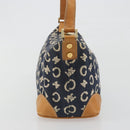 CELINE C Macadam Canvas Shoulder Bag Blue Gold Auth bs36746-4